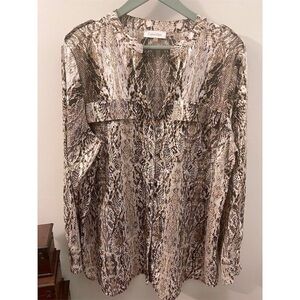 Calvin Klein Women's Snakeskin Print V-Neck Blouse Size M Multicolor